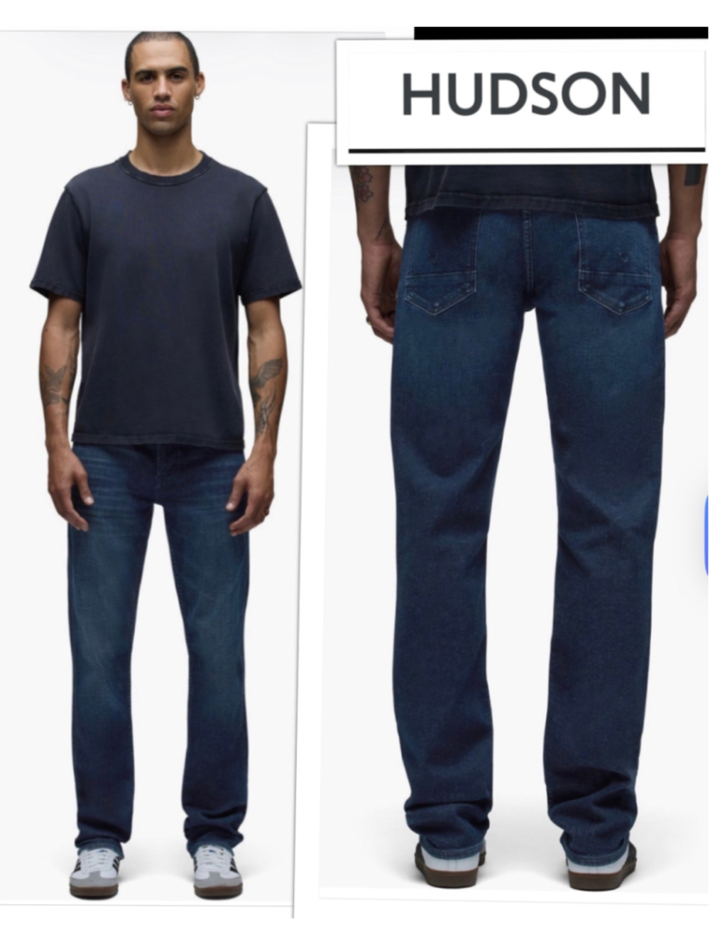 Hudson Mens Byron Straight Leg 5 Pocket Designer Jeans size 34x34 Retail $215